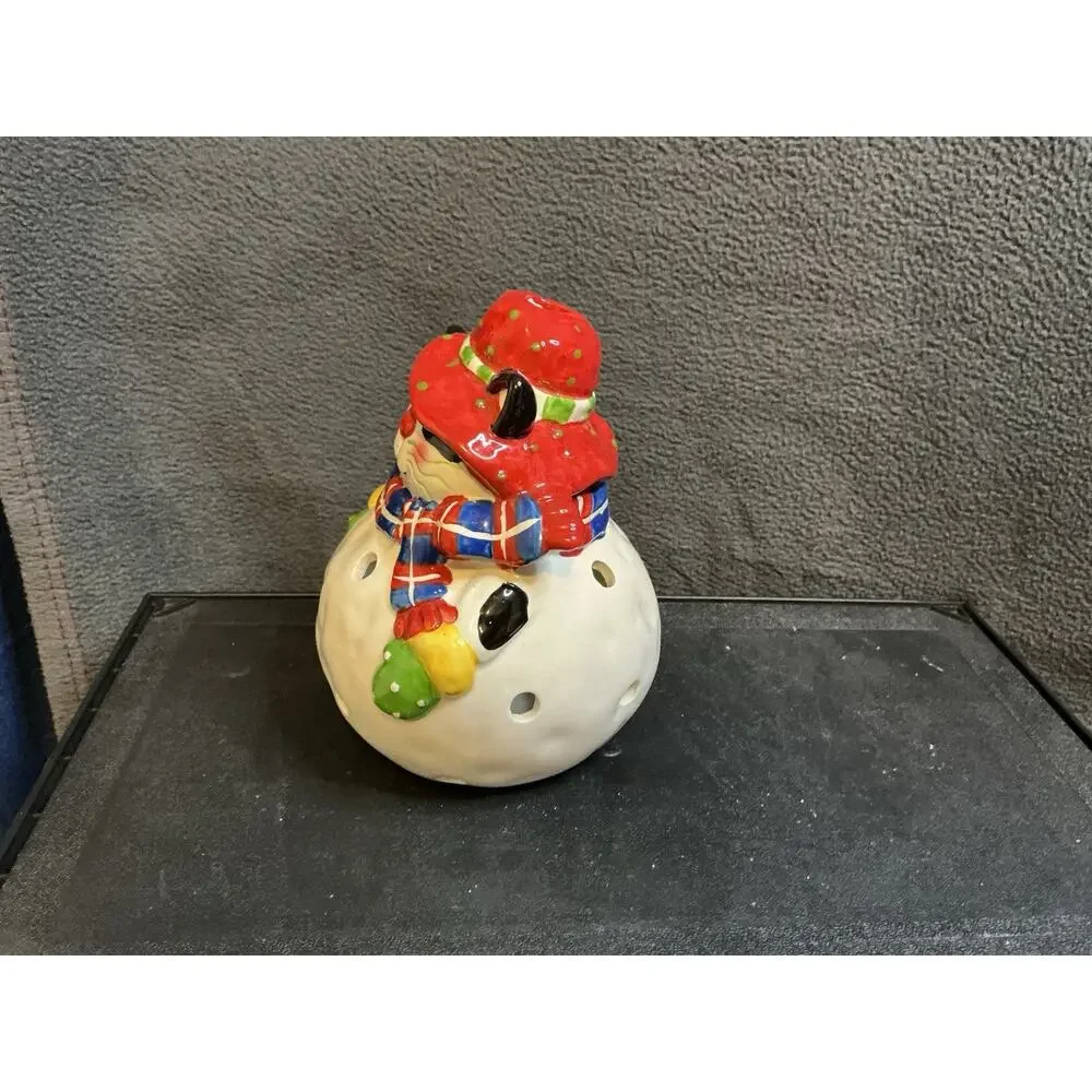 Crazy Cute Kitty Cat Snowman Luminary Tea Light